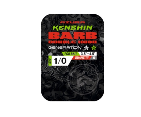 Двойники Azura Kenshin Barb Double Hook Special Bent PTFE 1/0