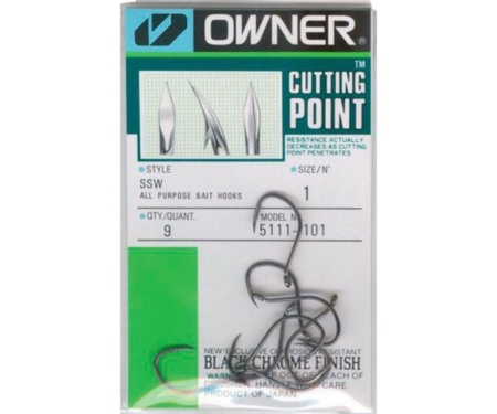 Гачки Owner Cut SSW All Purpose Bait Hooks Black №01