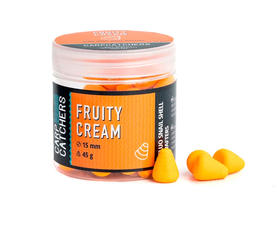 Бойлы Carp Catchers Fluo Snail Shell Wafters Fruity Cream 15 мм