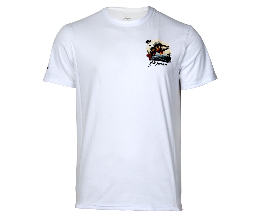 Футболка Flagman Классическая 160г/м White Окунь Маленький M #1