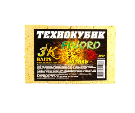 Технокубик 3KBaits Fluoro мотиль 290г