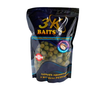 Бойл розчинний 3KBaits 16мм 800г зеленогуба устриця