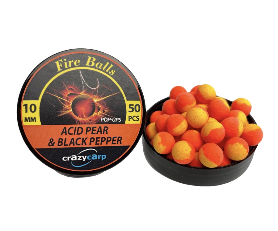 Бойлы Crazy Carp Fireballs Pop-Ups Acid Pear/Black Pepper 10мм #1
