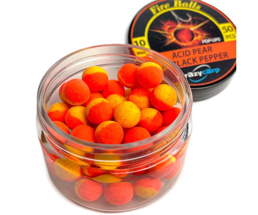 Бойлы Crazy Carp Fireballs Pop-Ups Acid Pear/Black Pepper 10мм #2