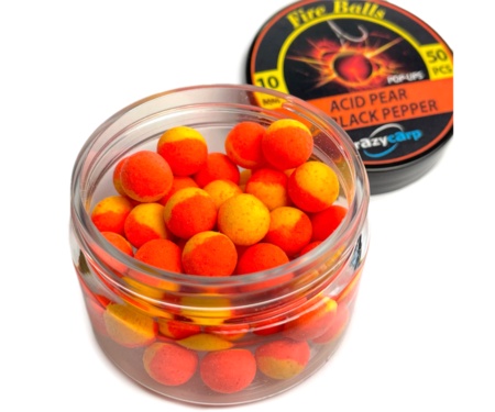 Бойли Crazy Carp Fireballs Pop-Ups Acid Pear/Black Pepper 10мм
