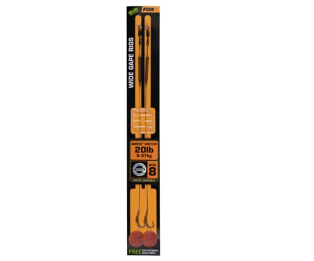 Готовый поводок с крючком Fox Wide Gape Camotex Semi Stiff 8 20Lb