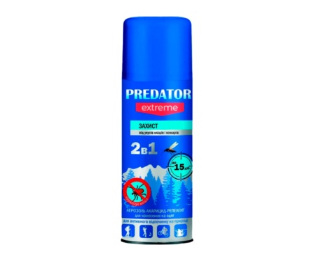 Аэрозоль-репелент от укусов клещей и комаров Predator Еxtreme 2в1 150мл