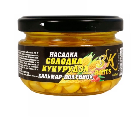 Насадка 3KBaits Сладкая кукуруза 100мл кальмар-клубника