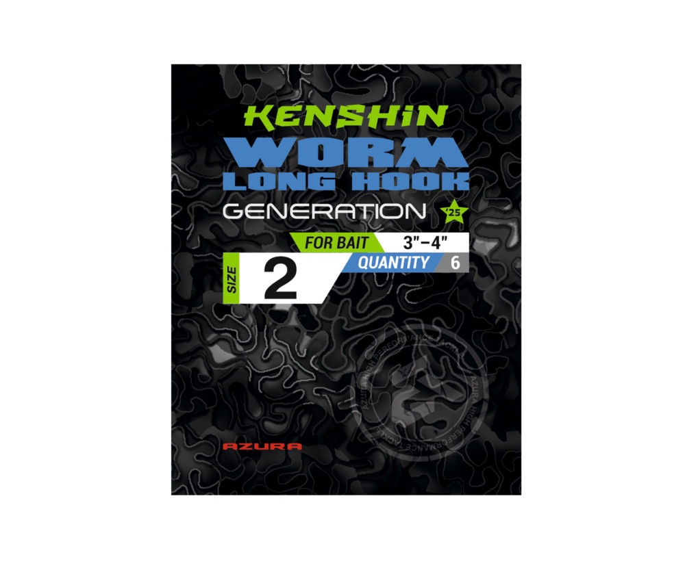 Крючки Azura Kenshin Worm Hook Long PTFE #02 #2