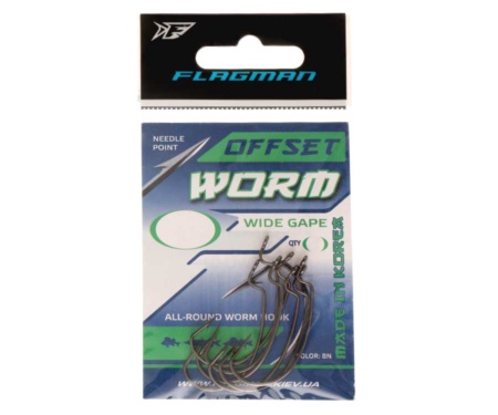 Крючок Flagman Worm Offset №1/0