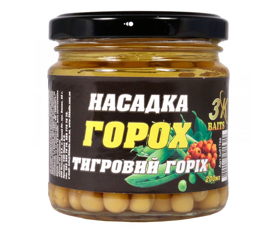 Насадка 3KBaits Горох 200мл тигровый горох