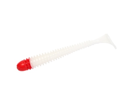 Силікон Angry Baits Zander Worm 3" White Red Head UV