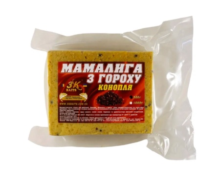 Прикормка 3KBaits мамалига из гороха (конопля) 500г