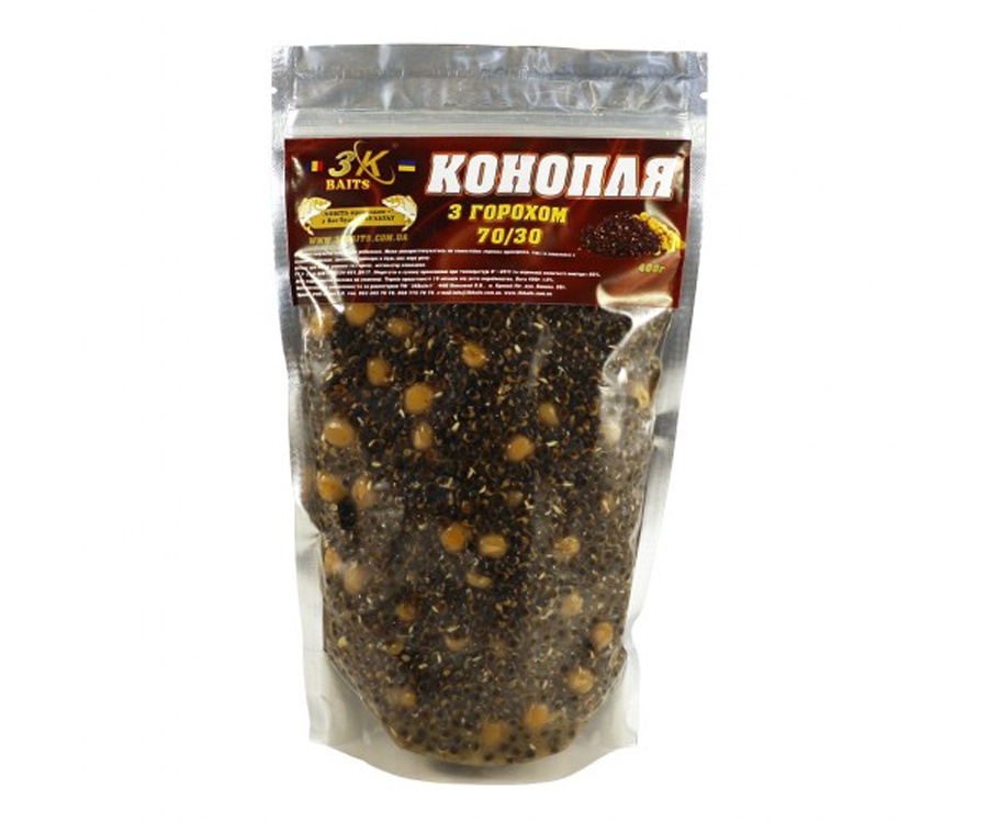Прикормка 3KBaits Конопля с горохoм 70/30 0.4кг