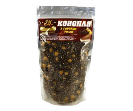 Прикормка 3KBaits Конопля с горохoм 70/30 0.4кг