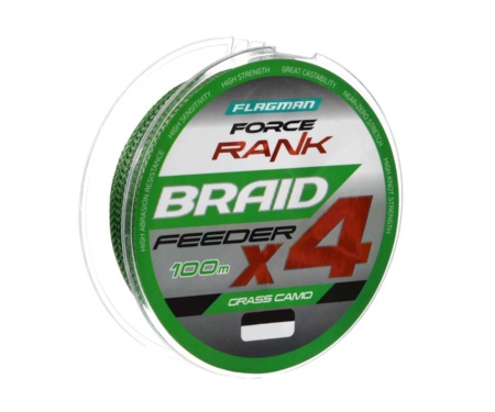 Шнур Flagman Force Rank Feeder Braid Х4 Grass Camo 100м 0.12мм
