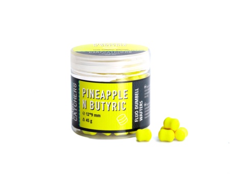 Бойлы Carp Catchers Fluo Dumbell Wafters Pineapple N Butyric 12x9мм