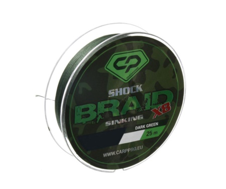 Шок-лідер Carp Pro Diamond Shock Braid PE X8 0.16мм 25м Dark Green