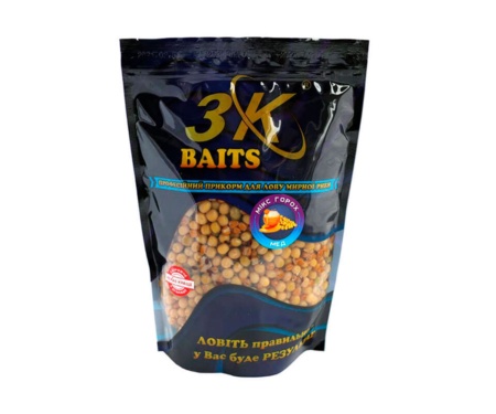 Прикормка 3KBaits Зерновой Микс Горох мед 1кг