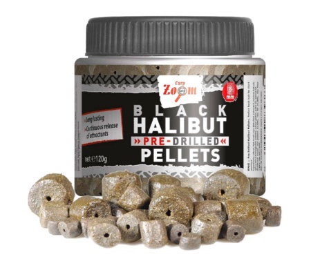 Насадочний пелетс Carp Zoom Pre-Drilled Black Halibut Pellets 8мм 120г
