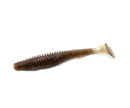 Силікон Fishup U-Shad 4" #045 Green Pumpkin/Red & Black