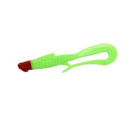 Силікон Angry Baits Mad Worm 3,5" 66 Acid Green Red Head UV