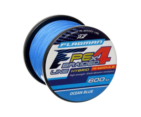 Шнур Flagman PE Hybrid F4 600м Ocean Blue 0.45мм