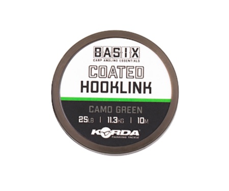 Повідковий матеріал Korda Basix Coated Hooklink Camo Green 25lb 10m