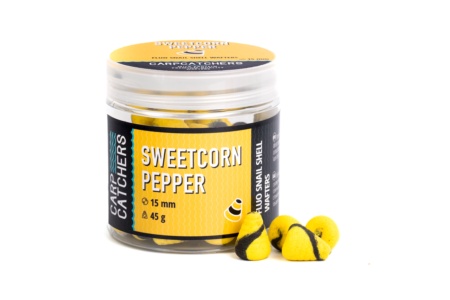 Вафтерc Carp Catchers Fluo Snail Shell Wafters SWEETCORN PEPPER 15*12мм