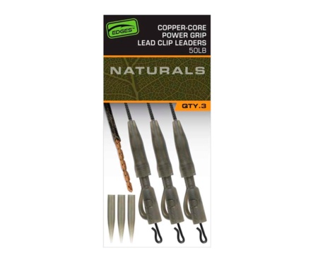 Готовая оснастка Fox Edges Naturals Copper-Core Power Grip Lead Clip Leaders 50lb 75см 3шт