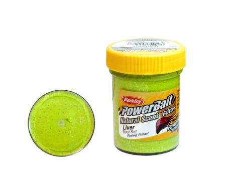Паста форелевая Berkley печень PowerBait Natural Glitter Trout Bait Liver Chartr