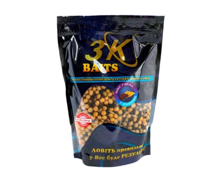 Прикормка 3KBaits Зерновой Микс Горох с коноплей 0.8кг