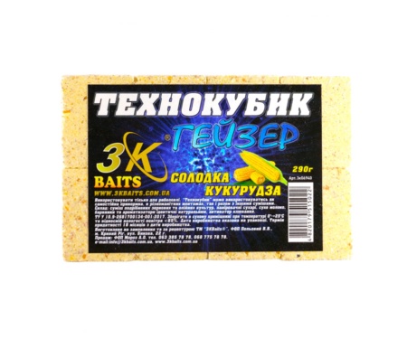 Технокубик 3KBaits Гейзер солодка кукурудза 290г