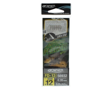 Гачок з повідцем Owner Method Feeder Quick Stop FD-13 №10 0.20мм