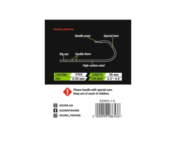 Крючки Azura Kenshin II Worm Hook Special Bent PTFE #1/0 #3