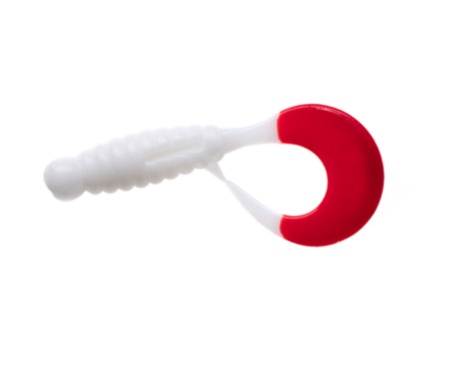 Твистер Angry Baits Twister 2,2" 68 White Red Tail UV