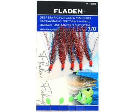 Оснастка морская Fladen Glitter Feather Rig Red Turquoise №3