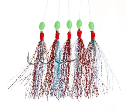 Оснастка морская Fladen Glitter Feather Rig Red Turquoise №4