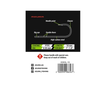 Крючки Azura Kenshin Worm Hook Long PTFE #10 #3