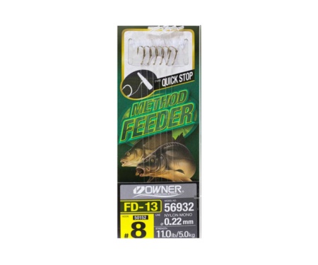 Гачок з повідцем Owner Method Feeder Quick Stop FD-13 №08 0.22мм