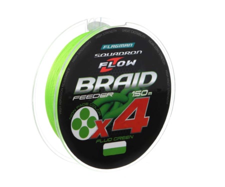 Шнур Flagman Squadron Flow Feeder Braid X4 Fluo Green 150м 0.16мм