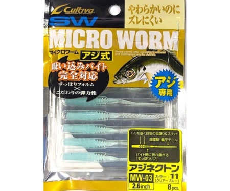 Силікон Owner Micro Worm Aji Nekton MW-03 2.6" #11 Clear Blue