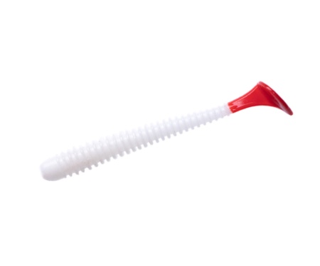 Силікон Angry Baits Zander Worm 3" White Red Tail UV