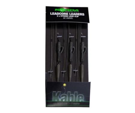 Лидеры готовые Korda Leadcore Leader-Hybrid Lead Clip QC Swivel Weed/Silt