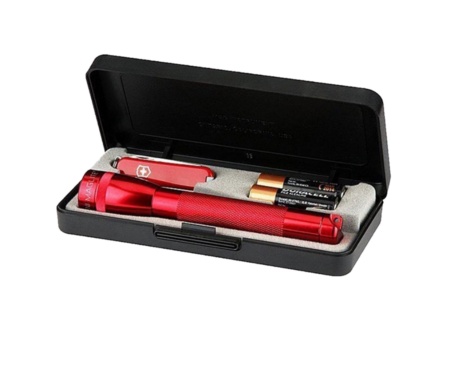 Набор фонарь Maglite Mini и нож Victorinox красный