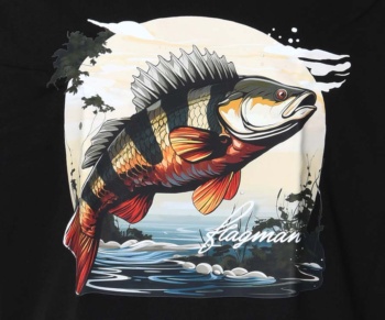 Футболка Flagman Оверсайз 250г/м Black Окунь Большой XL #5