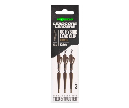Готовая оснастка Korda Kable Leadcore Leader Hybrid Lead Clip QC Swivel Gravel 50см