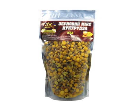 Прикормка 3KBaits Зерновой Микс Кукуруза мед 0.5кг