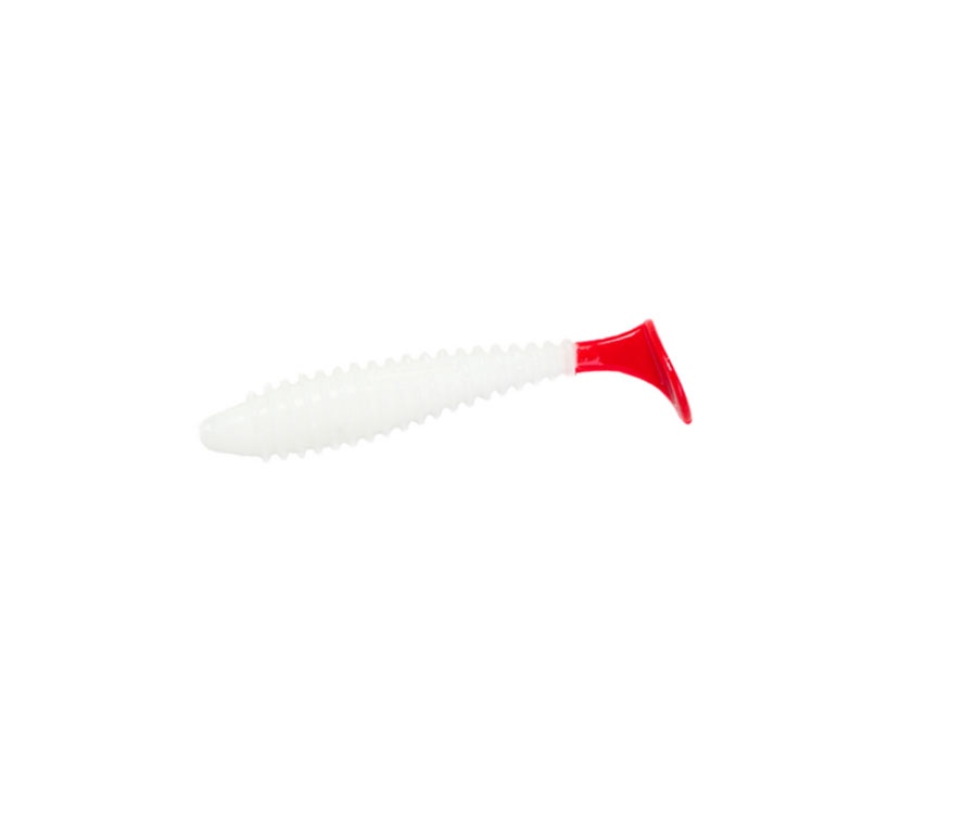 Виброхвост Angry Baits Fatik 2" 68 White Red Tail UV