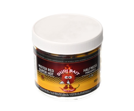 Бойли насадкові Dudi Baits Boilies Carling "Mister Red Super Hot" Halfness 100г Penapple 14мм